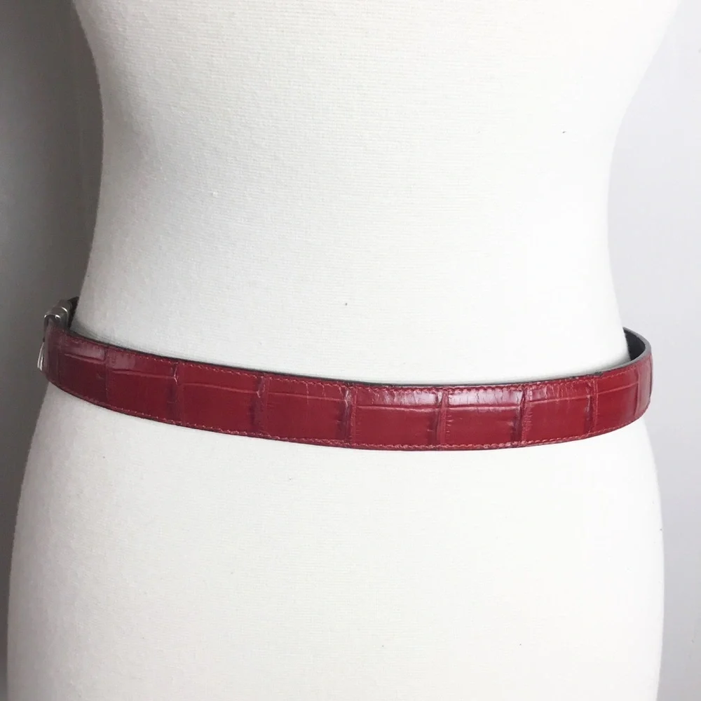 Vintage Brighton Red & Black With Silver Belt Leather Reversible Size M 30